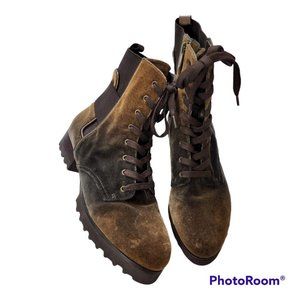 esa velour combat boot donald pliner cocoa degrade sz 8M